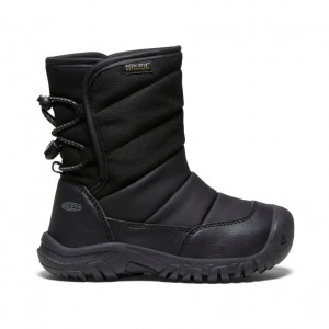 Black Grey Kids' Keen Puffrider Waterproof Winter Snow Boots | DFM676MR