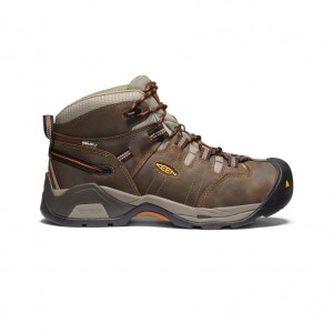 Black Olive Brown Men Keen Detroit XT Waterproof Work Boots | JWI7543NE