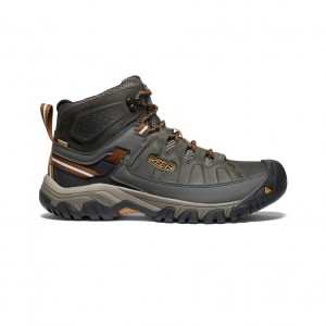 Black Olive Brown Men Keen Targhee III Waterproof Mid Wide Hiking Boots | ALG3873DQ