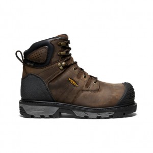 Brown Black Men Keen CSA Camden 6" Waterproof Work Boots | ZEG6681PV