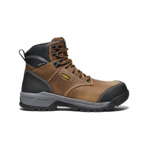 Brown Black Men Keen Evanston 6" Insulated Waterproof Work Boots | ZDX615VF