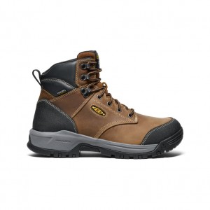 Brown Black Men Keen Evanston 6" Waterproof Work Boots | NVJ1431PN