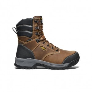 Brown Black Men Keen Evanston 8" Insulated Waterproof Work Boots | IHB7334ZQ