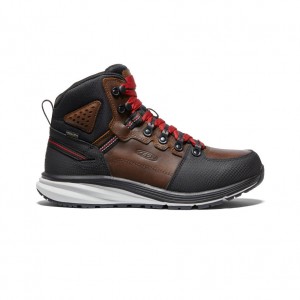 Brown Black Men Keen Red Hook Waterproof Work Boots | QWA9475CG