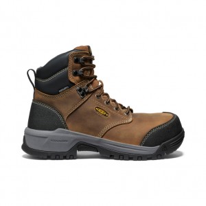 Brown Black Women Keen Evanston 6" Waterproof Work Boots | GPZ1197ND