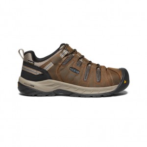 Brown Blue Men Keen Flint II Waterproof Work Shoes | TSA7926WV