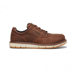 Brown White Men Keen San Jose Oxford Work Shoes | VNS4218SI