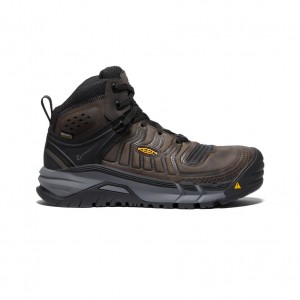 Coffee Black Men Keen Kansas City+ Waterproof Mid Work Boots | NKI2970HY