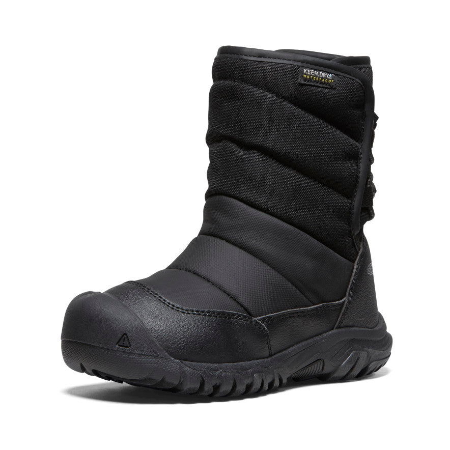 Black Grey Kids' Keen Puffrider Waterproof Winter Snow Boots | DFM676MR