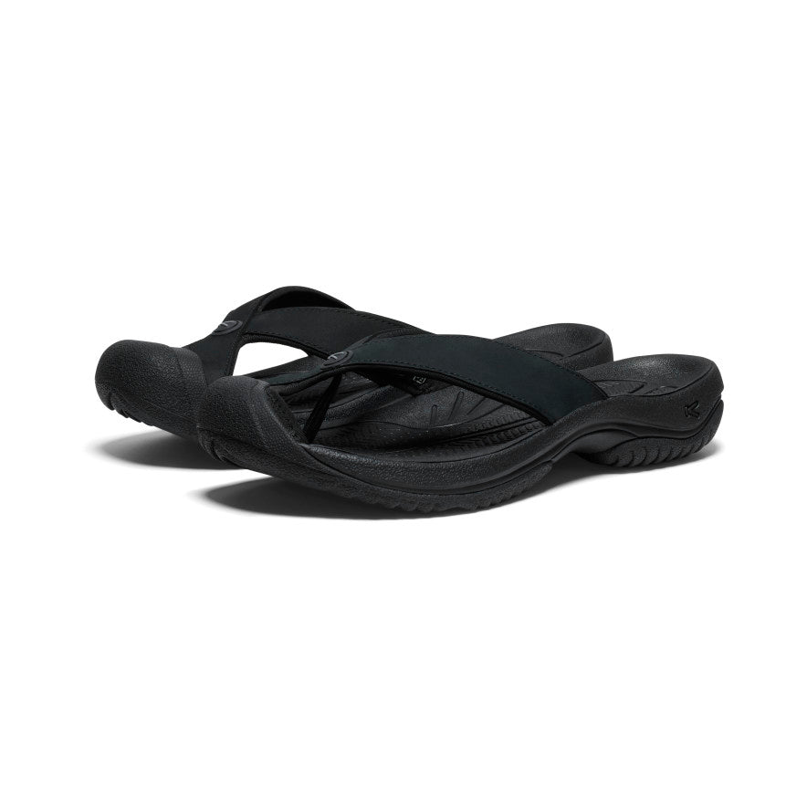 Black Men Keen Waimea Leather Flip Flops | KKF4842HU