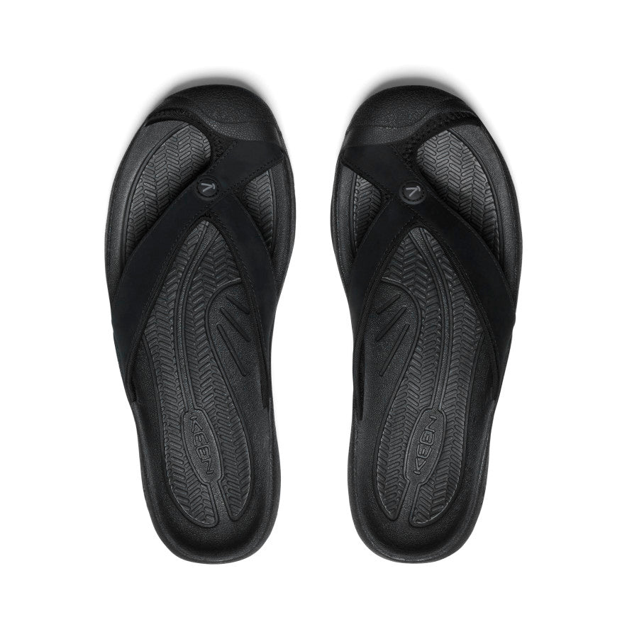 Black Men Keen Waimea Leather Flip Flops | KKF4842HU