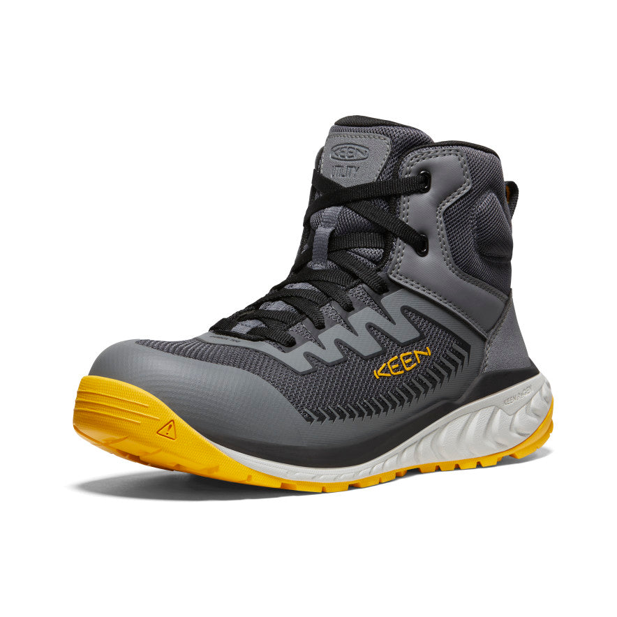 Black Yellow Men Keen Arvada Mid Sneaker Work Shoes | HCC324FS