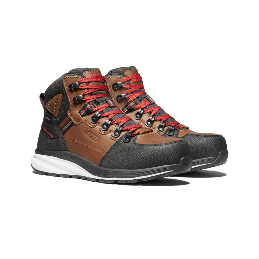 Brown Black Men Keen Red Hook Waterproof Work Boots | RVG9442DM