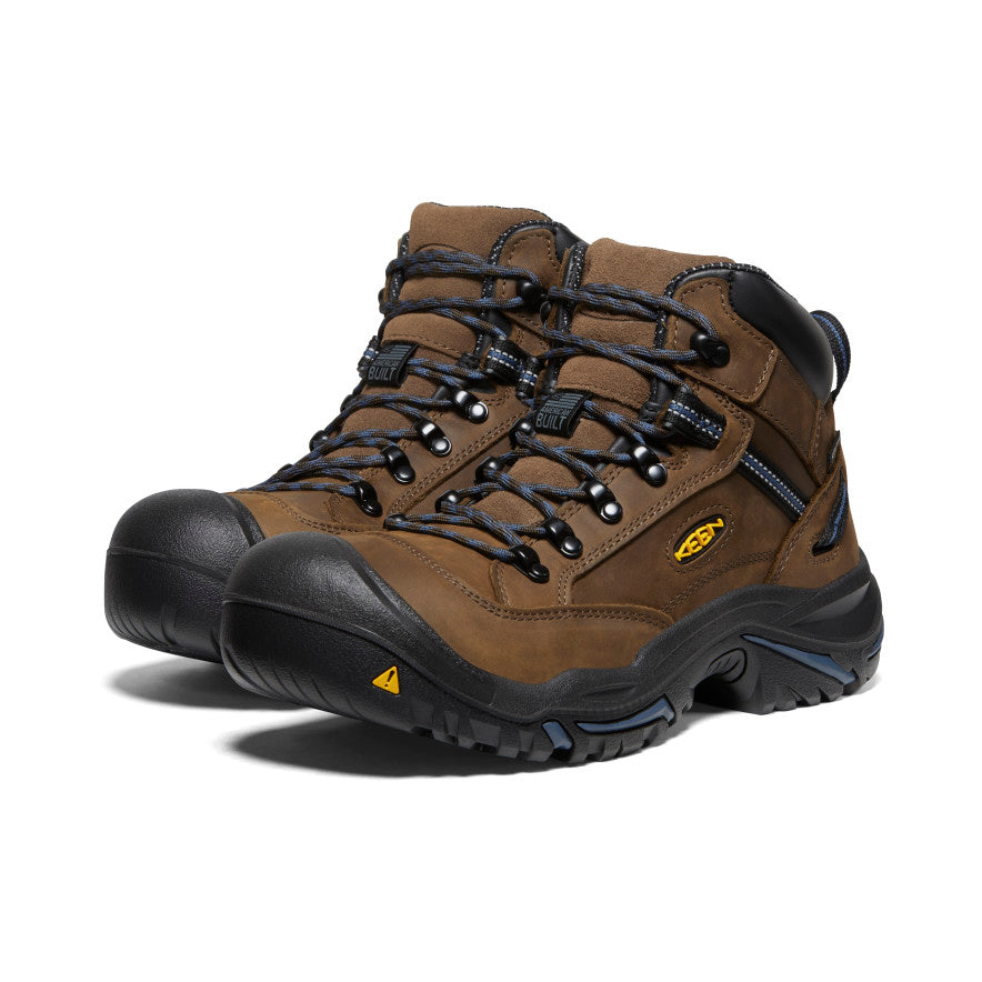 Brown Blue Men Keen Braddock AL Waterproof Mid Work Boots | XEJ4420UG