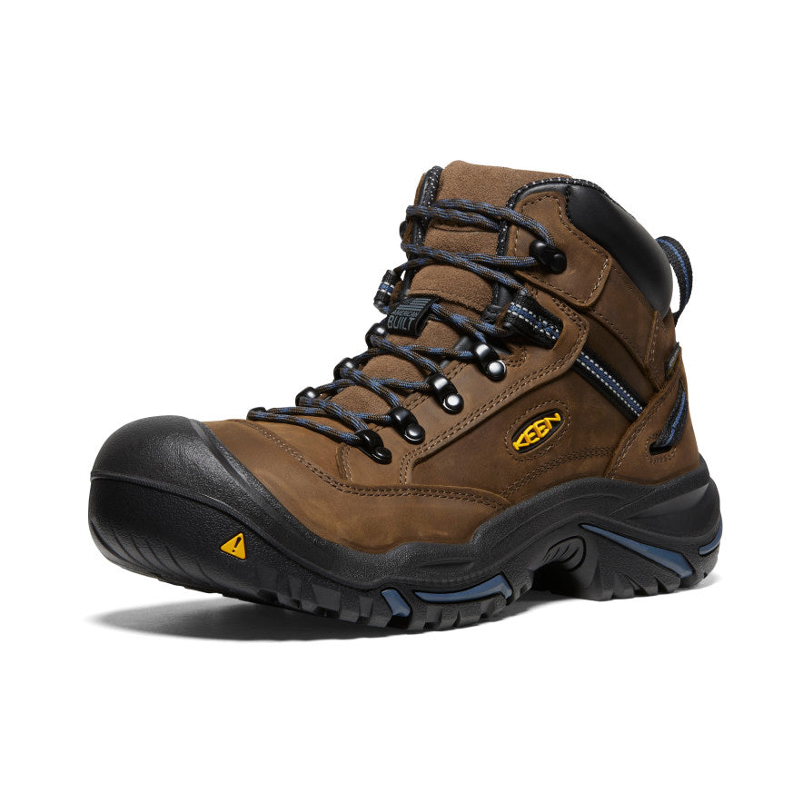 Brown Blue Men Keen Braddock AL Waterproof Mid Work Boots | XEJ4420UG