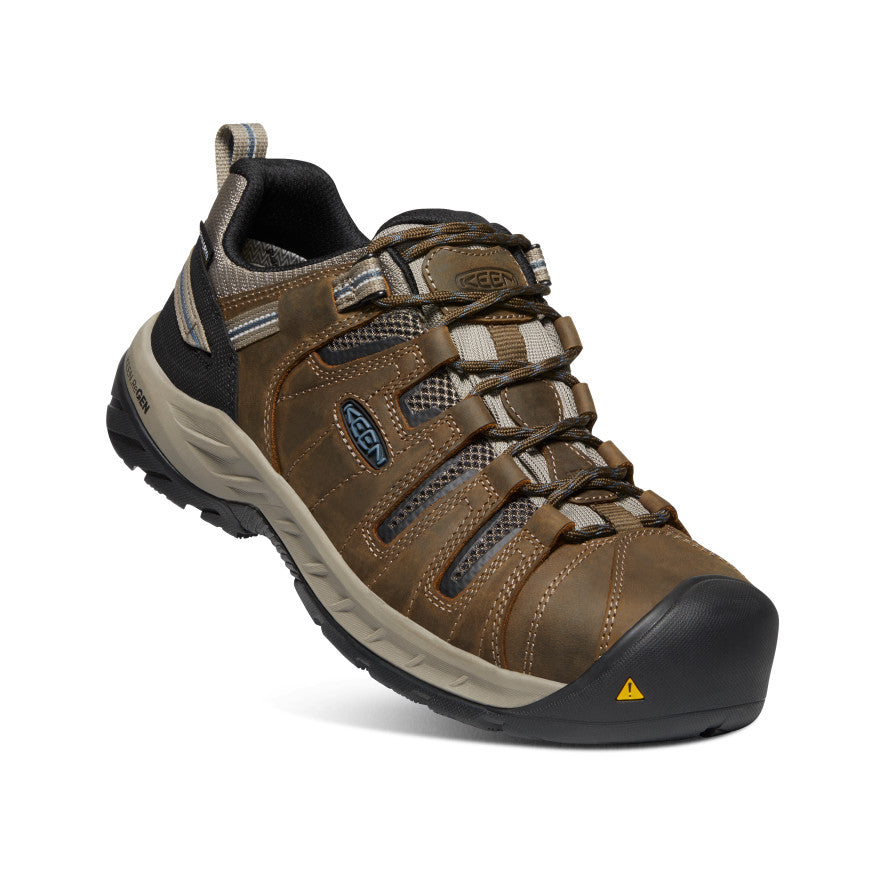 Brown Blue Men Keen Flint II Waterproof Work Shoes | TSA7926WV