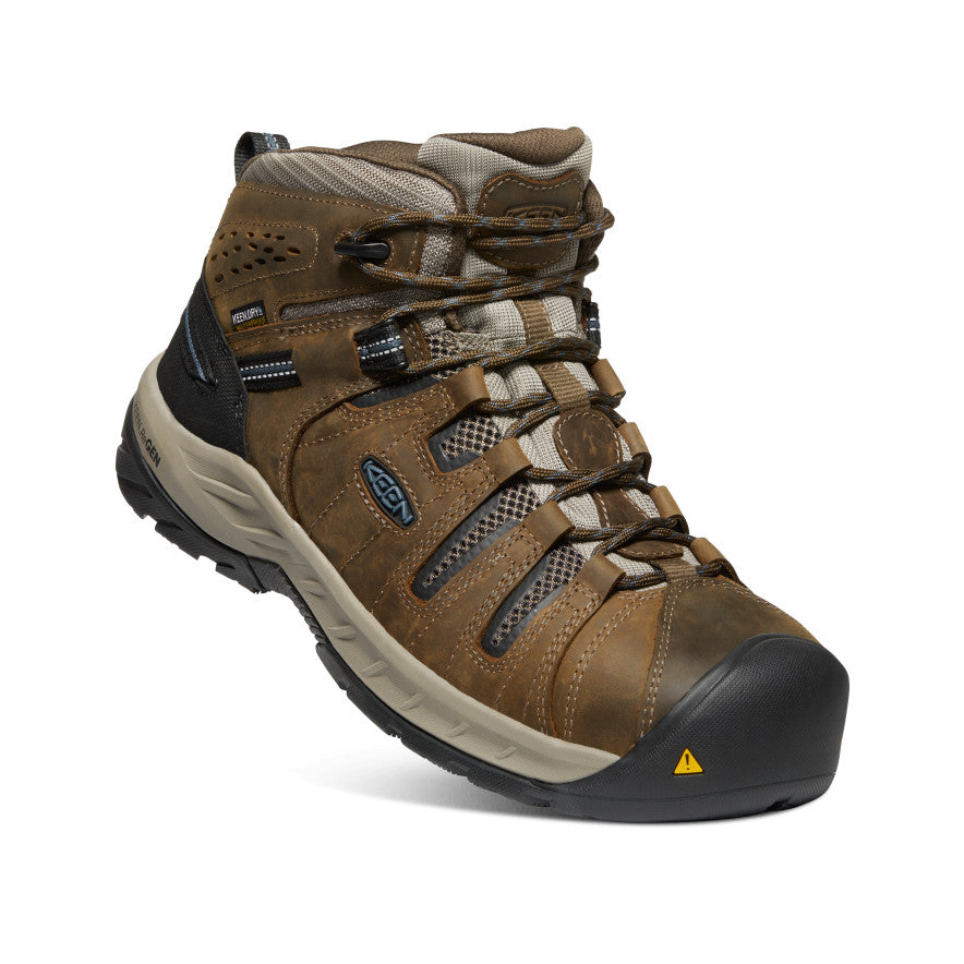 Brown Blue Men Keen Flint II Waterproof Work Boots | LIG140XW