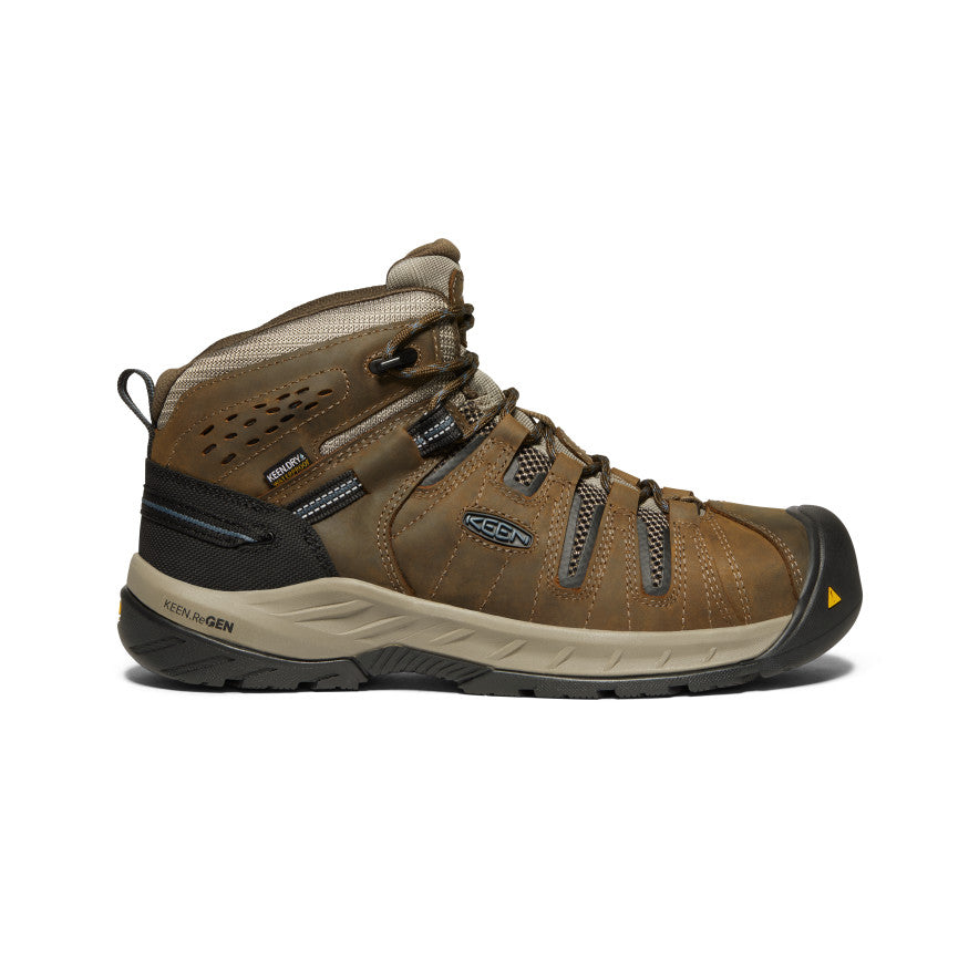 Brown Blue Men Keen Flint II Waterproof Work Boots | LIG140XW