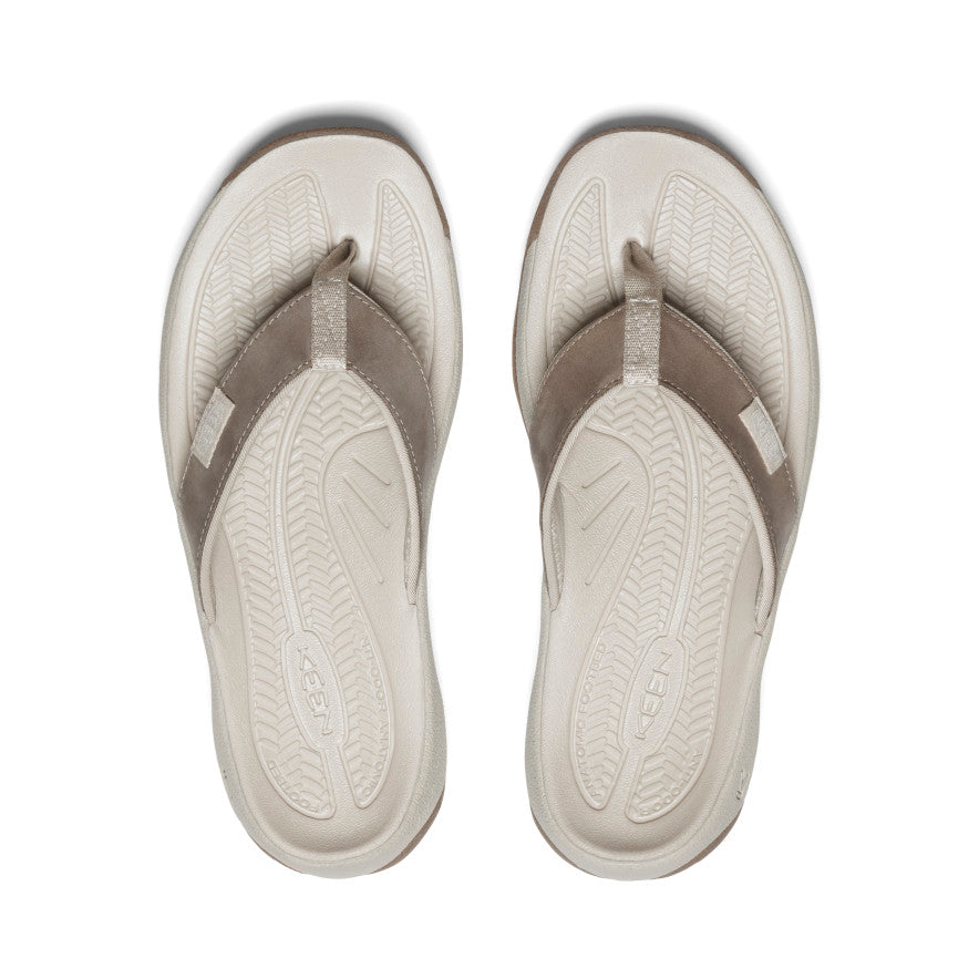 Brown Silver Women Keen Kona Leather Flip Flops | VKT5287ET