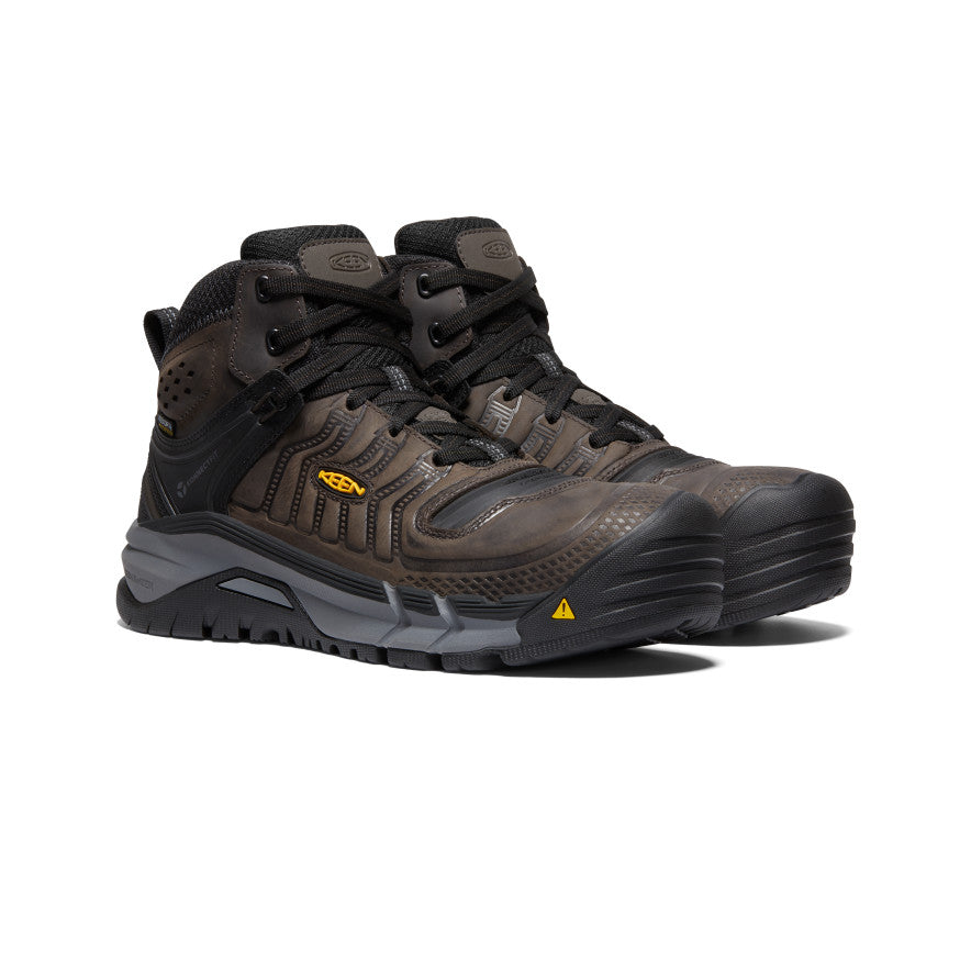 Coffee Black Men Keen Kansas City+ Waterproof Mid Work Boots | NKI2970HY