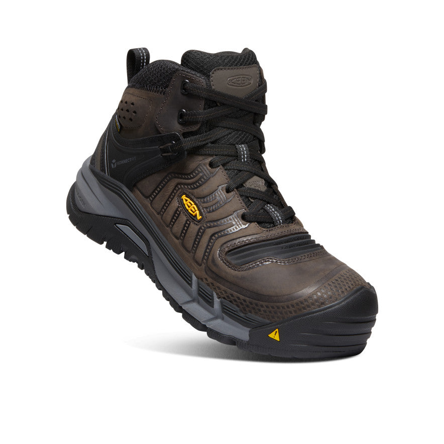 Coffee Black Men Keen Kansas City+ Waterproof Mid Work Boots | NKI2970HY