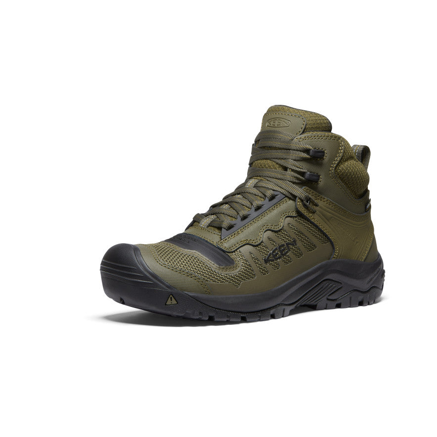 Dark Olive Black Men Keen Reno Waterproof Mid Work Boots | LXP6622KQ