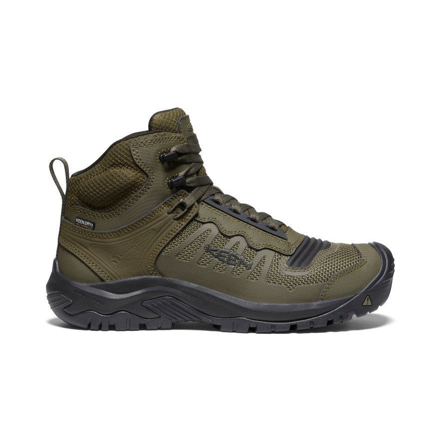 Dark Olive Black Men Keen Reno Waterproof Mid Work Boots | LXP6622KQ