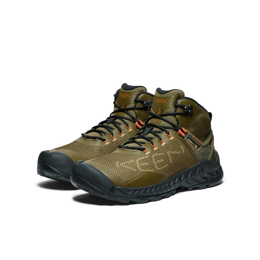 Dark Olive Gold Men Keen NXIS EVO Waterproof Work Boots | ALO6925UQ