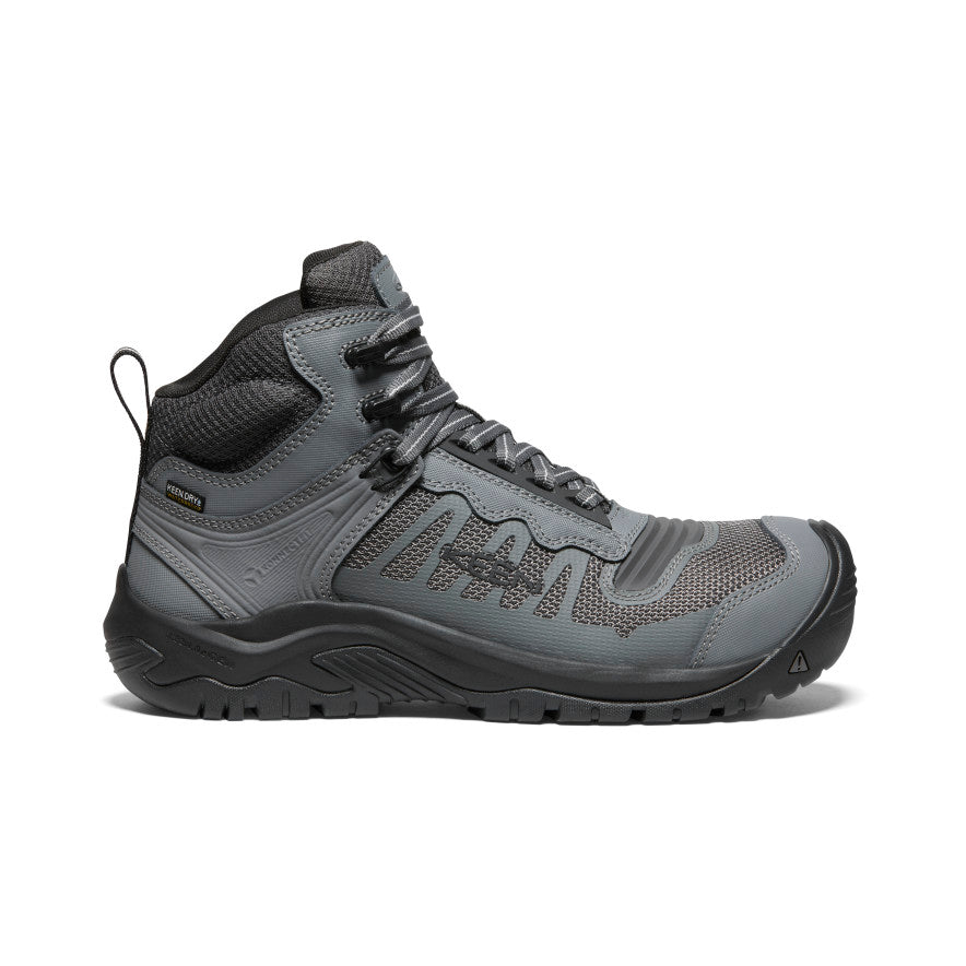 Grey Black Men Keen Reno Mid Waterproof Work Boots | RSI5518BW