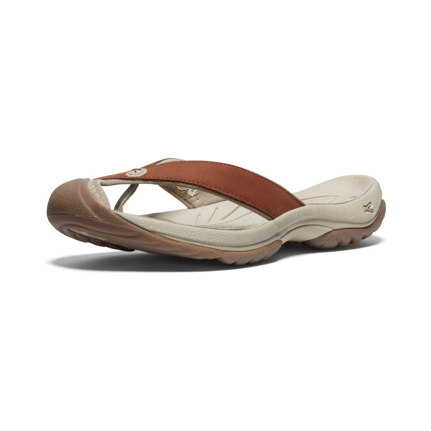 Grey Brown Women Keen Waimea Leather Flip Flops | OEF7522BY