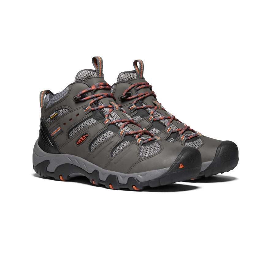 Grey Dark Red Men Keen Koven Waterproof Hiking Boots | IPD5216OG