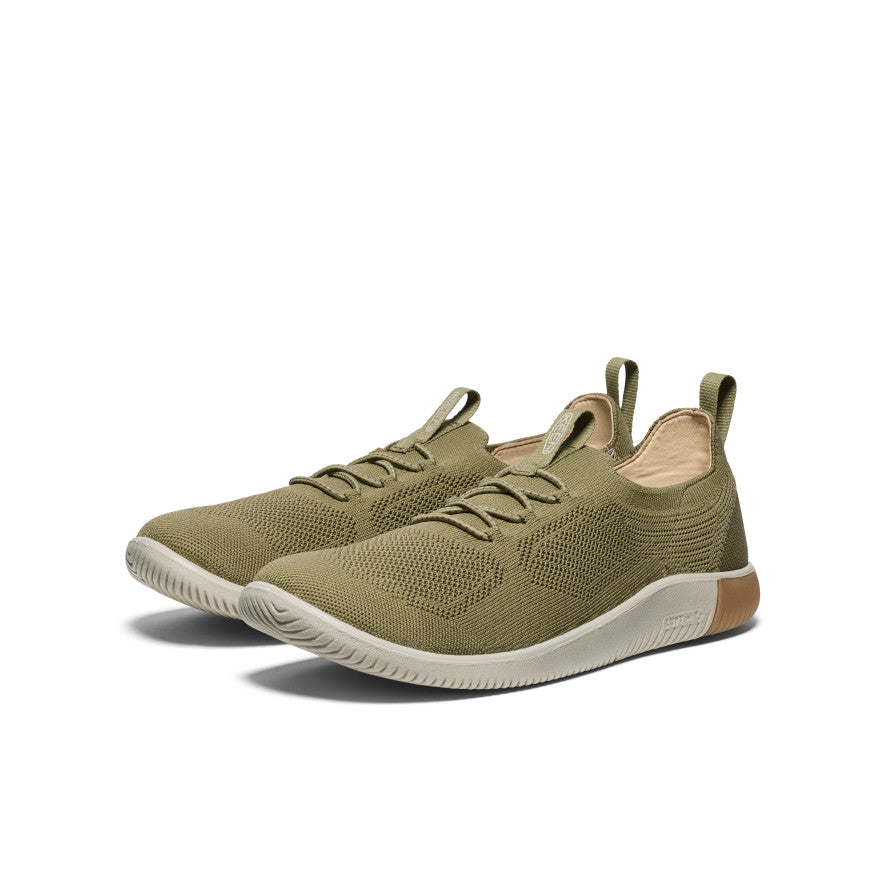 Olive Grey Brown Men Keen KNX Knit Sneakers | WMC10043NT