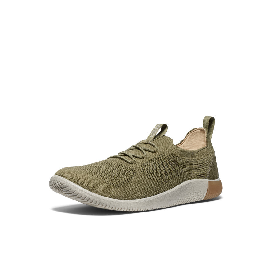 Olive Grey Brown Men Keen KNX Knit Sneakers | WMC10043NT